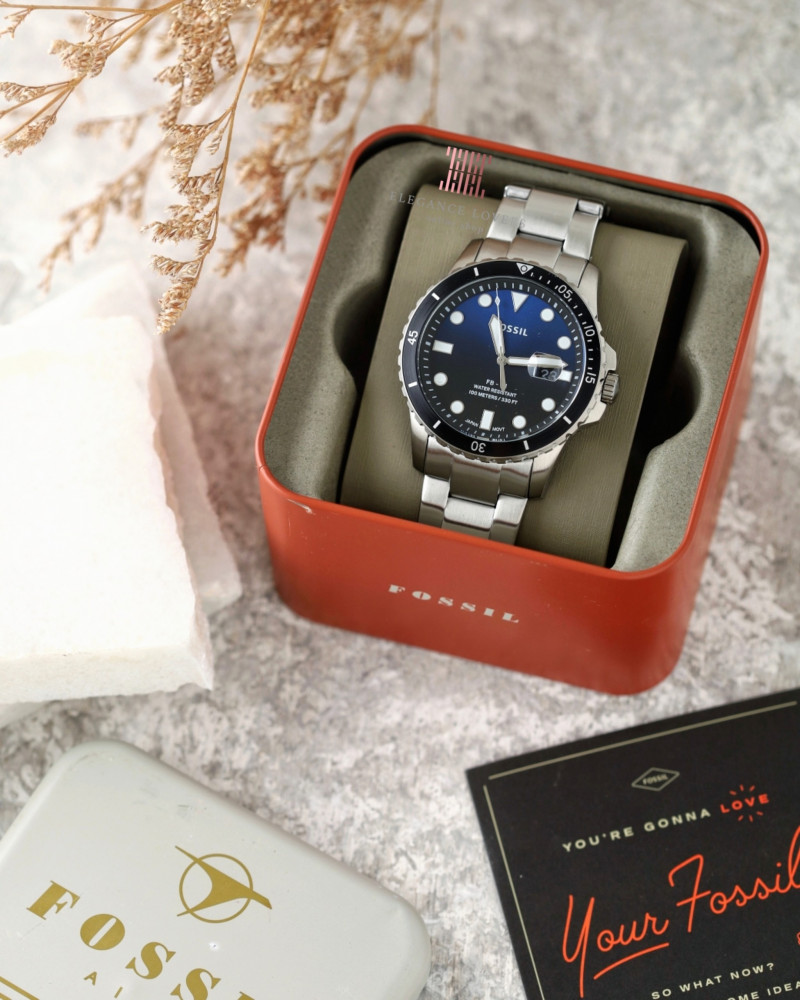 ساعة رجالية ماركة فوسيل - FS6038 Silver Blue Dial