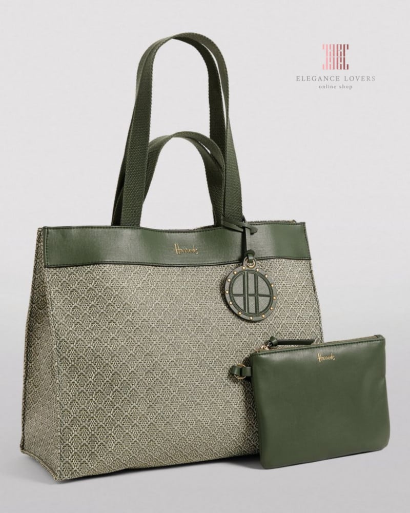 شنطة كتف + محفظة داخلية ماركة هارودز - Green/Olive