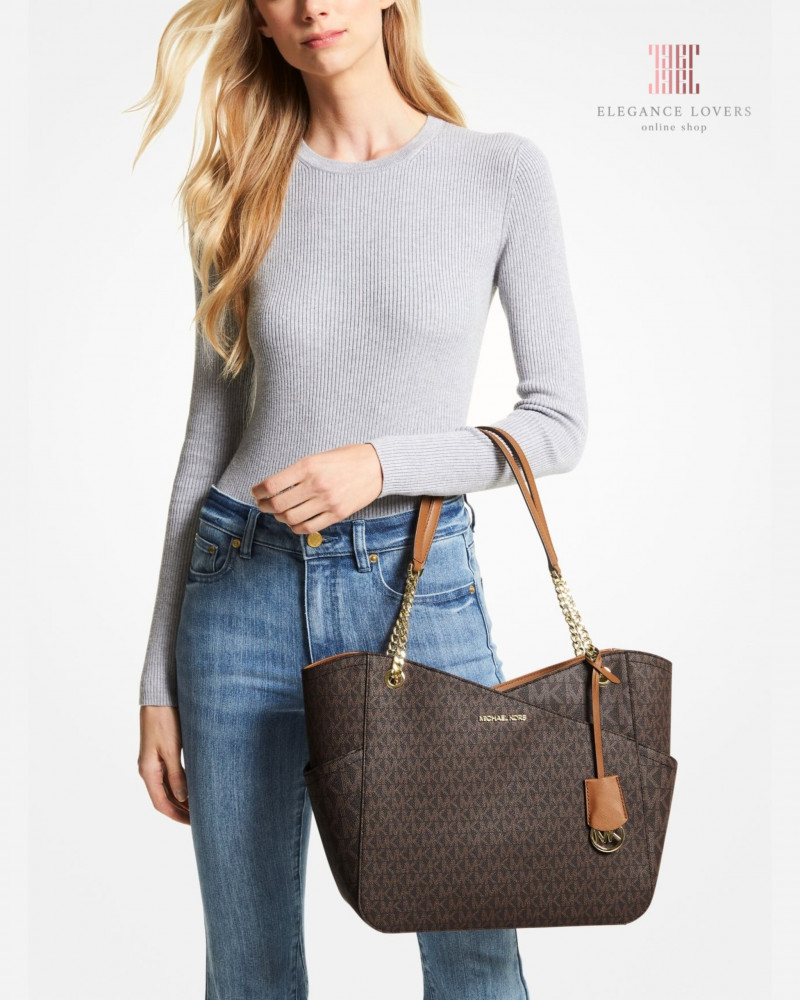 شنطة كتف ماركة مايكل كورس - MK Brown Signature Tote