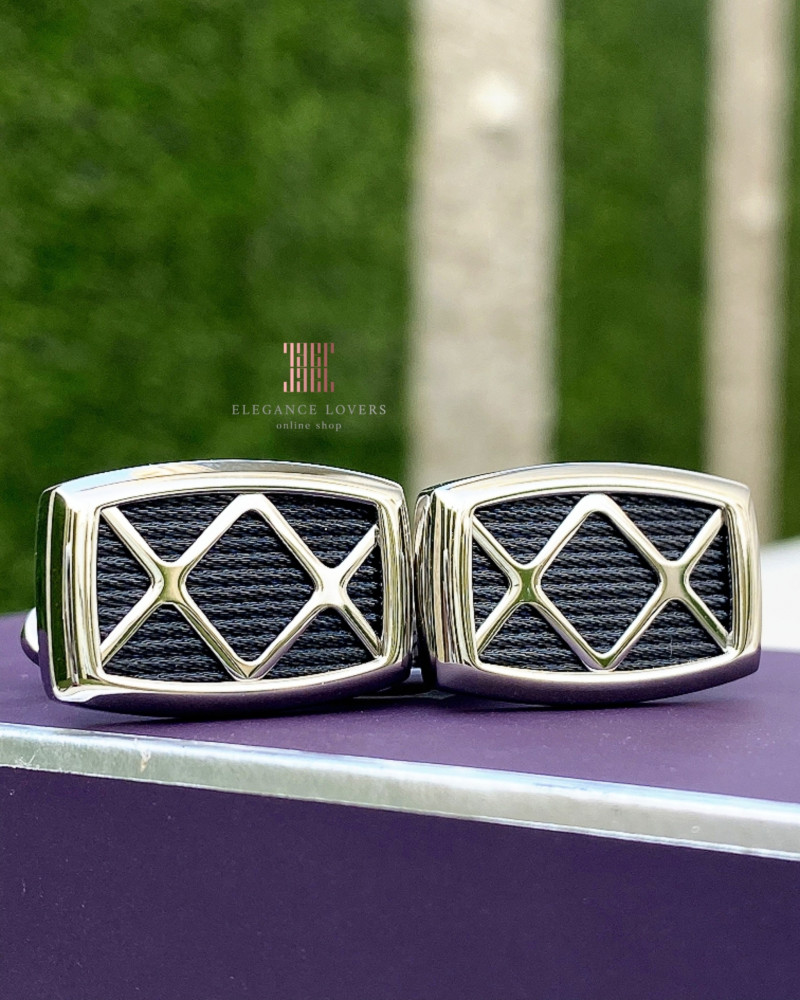 كبك رجالي ماركة شاريول - Black with Cross Diamond Shape