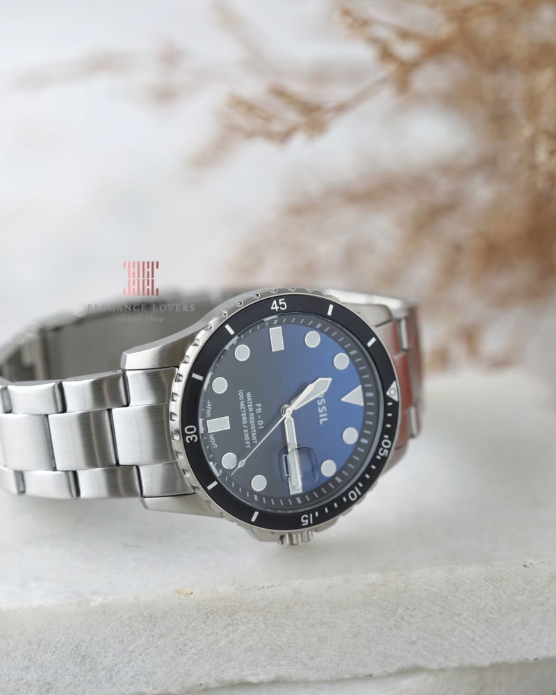 ساعة رجالية ماركة فوسيل - FS6038 Silver Blue Dial