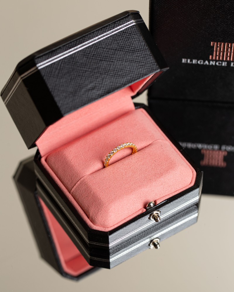 Silver ring Gold Eternity plated gold studded with moissanite stone brand Elegance Lovers