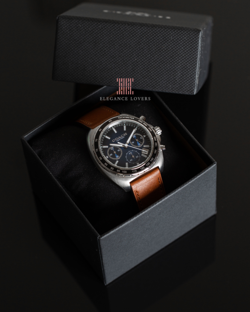 ساعة رجالية ماركة كوتش Coach Saddle Leather Blue Dial Chronograph - 14602741