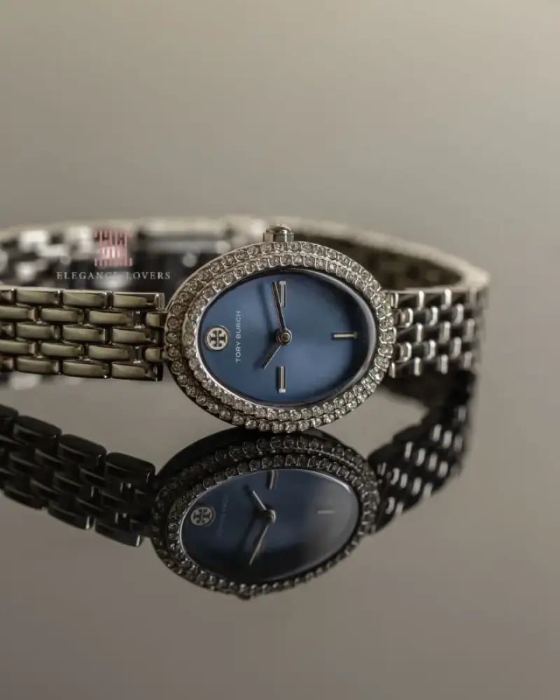 ساعة نسائية ماركة توري بورش Silver Oval Blue Dial TBW6040
