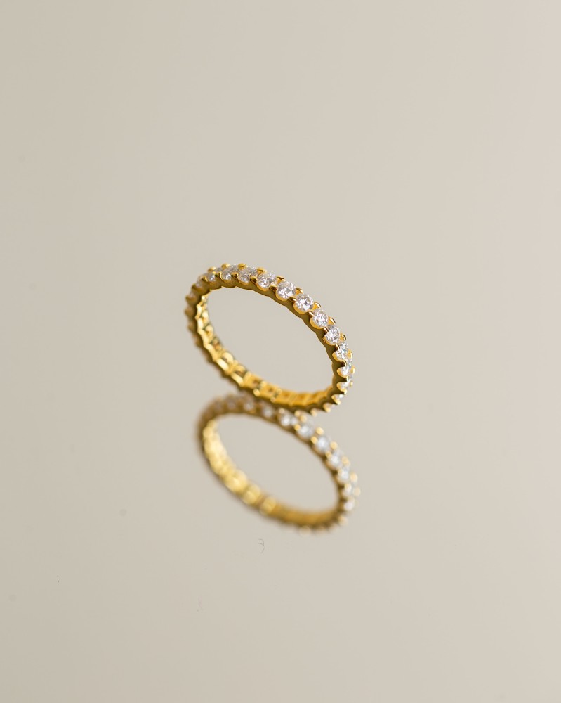 Silver ring Gold Eternity plated gold studded with moissanite stone brand Elegance Lovers