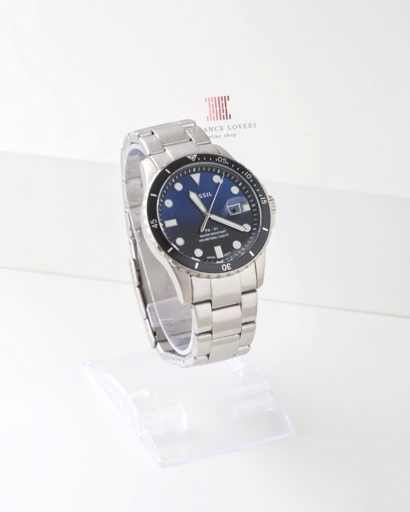 ساعة رجالية ماركة فوسيل - FS6038 Silver Blue Dial