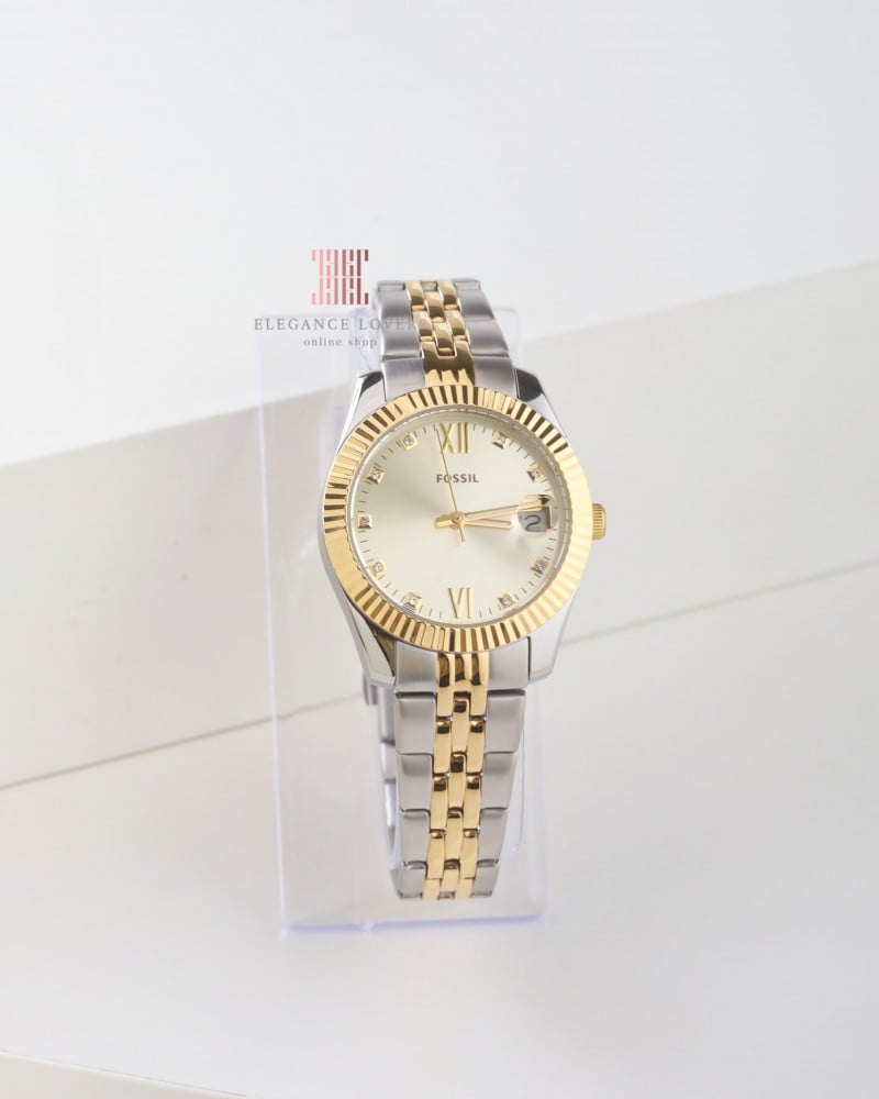 ساعة نسائية كريستال ماركة فوسيل - Two Tone