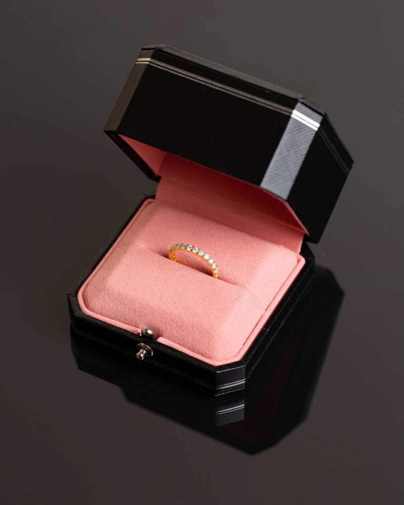 Silver ring Gold Eternity plated gold studded with moissanite stone brand Elegance Lovers