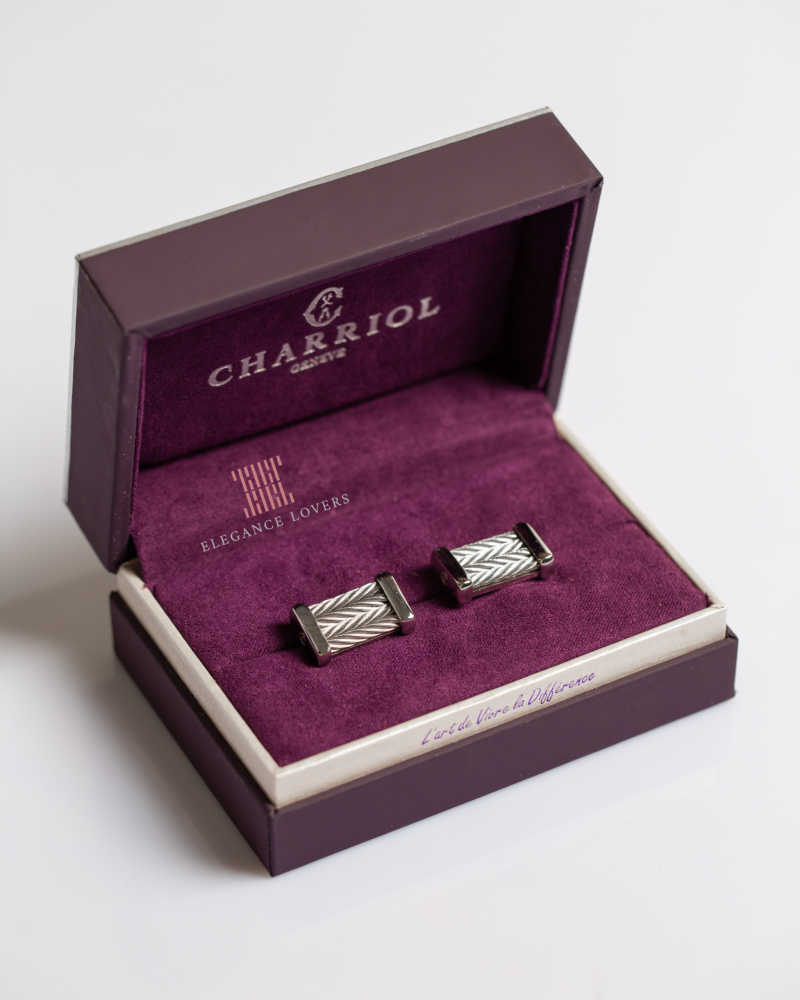 كبك رجالي ماركة شاريول - Celtic Chevron Steel Cufflinks