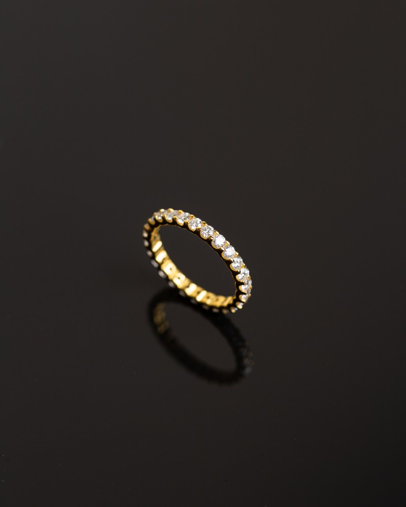 Silver ring Gold Eternity plated gold studded with moissanite stone brand Elegance Lovers