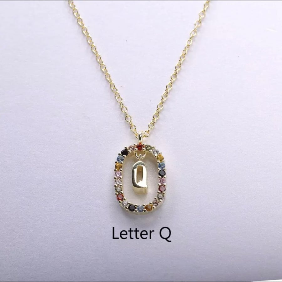 سلسال الاحرف فضه عيار 925 مرصع بالكرستال الملون