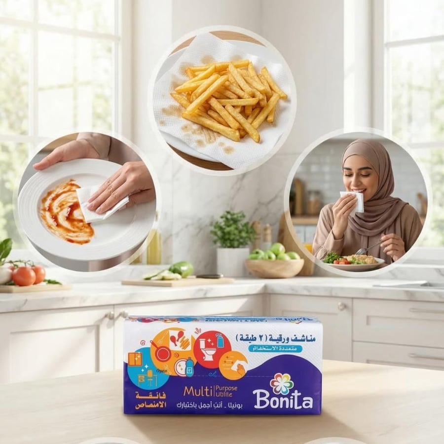 مناشف بونيتا متعددة الاستخدام 30 عبوة + 10 عبوات مجاناً
