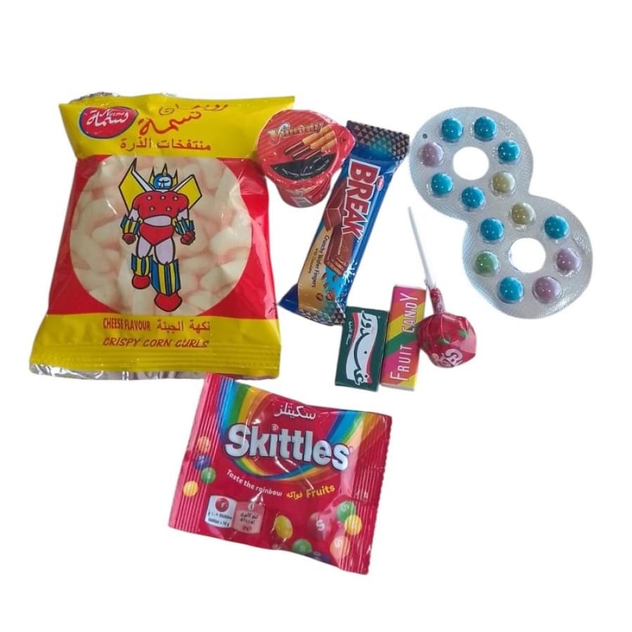 Children's party bag filled with sweets