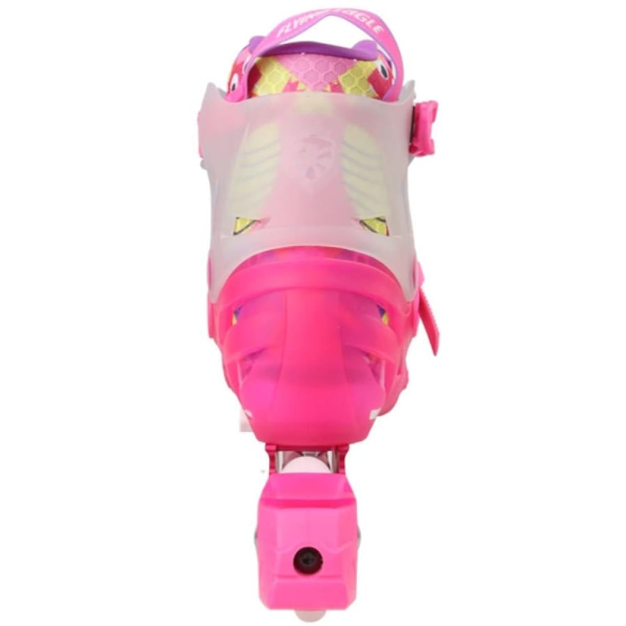 photo of kids roller skates from the back with safety brakes