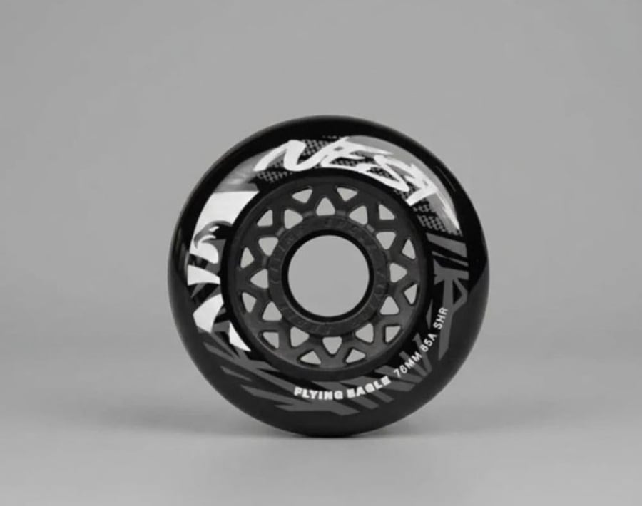 Professional Flying Eagle NXST inline skate wheel. Black urethane