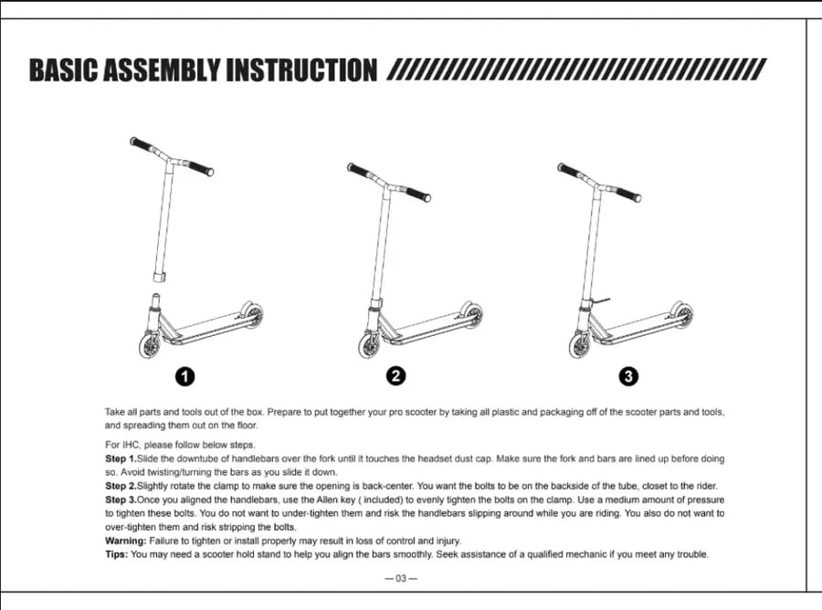 Freestyle stunt scooter for kids and teens designed for skatepark tric
