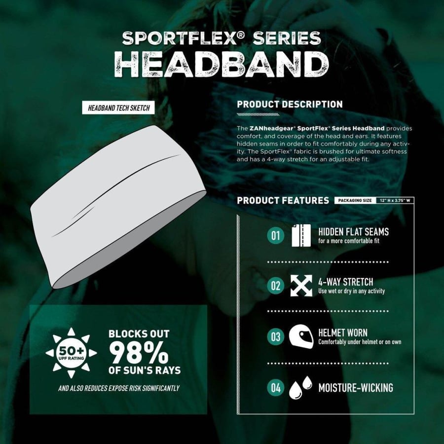 Zan® Headband Sportflex® UPF50+ Series Navy Paisley