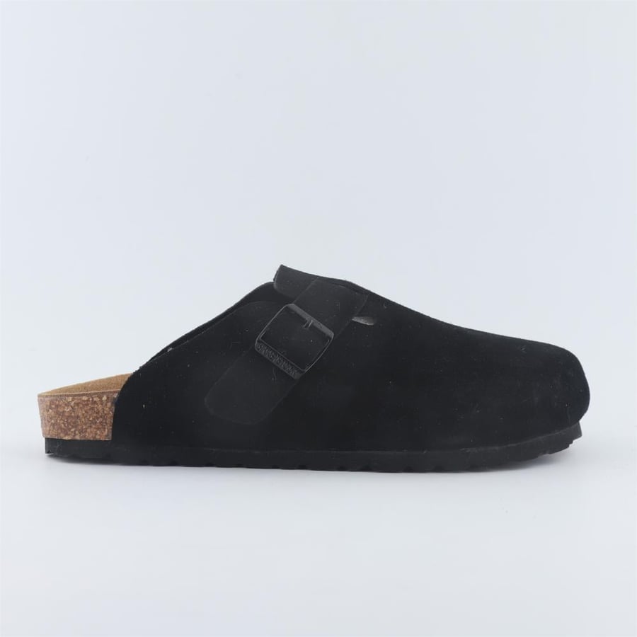 Birkenstock اسود كلوق سويدي فاخر بتفصيل إبزيم أنيق