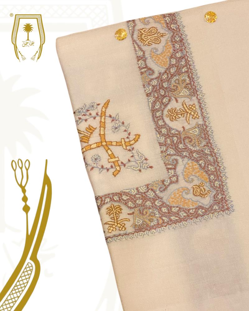 Handmade royal Kashmiri shawl, semi Pashmina, special design