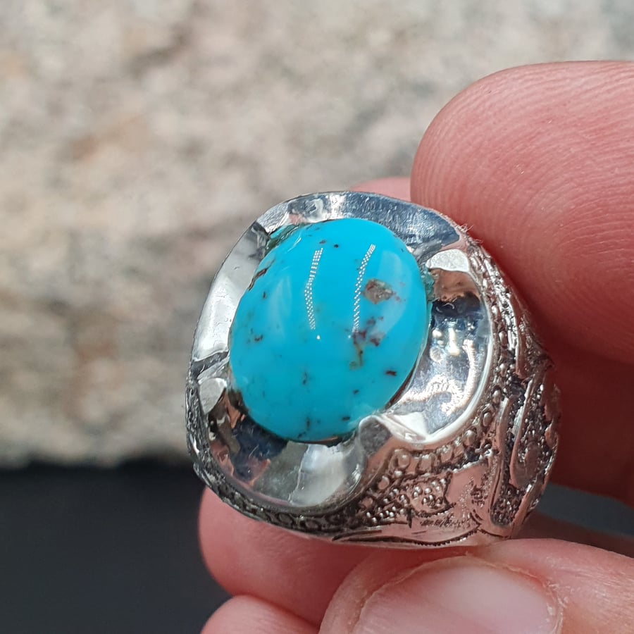 خاتم فيروز نيشابوري  موديل نقش يدوي