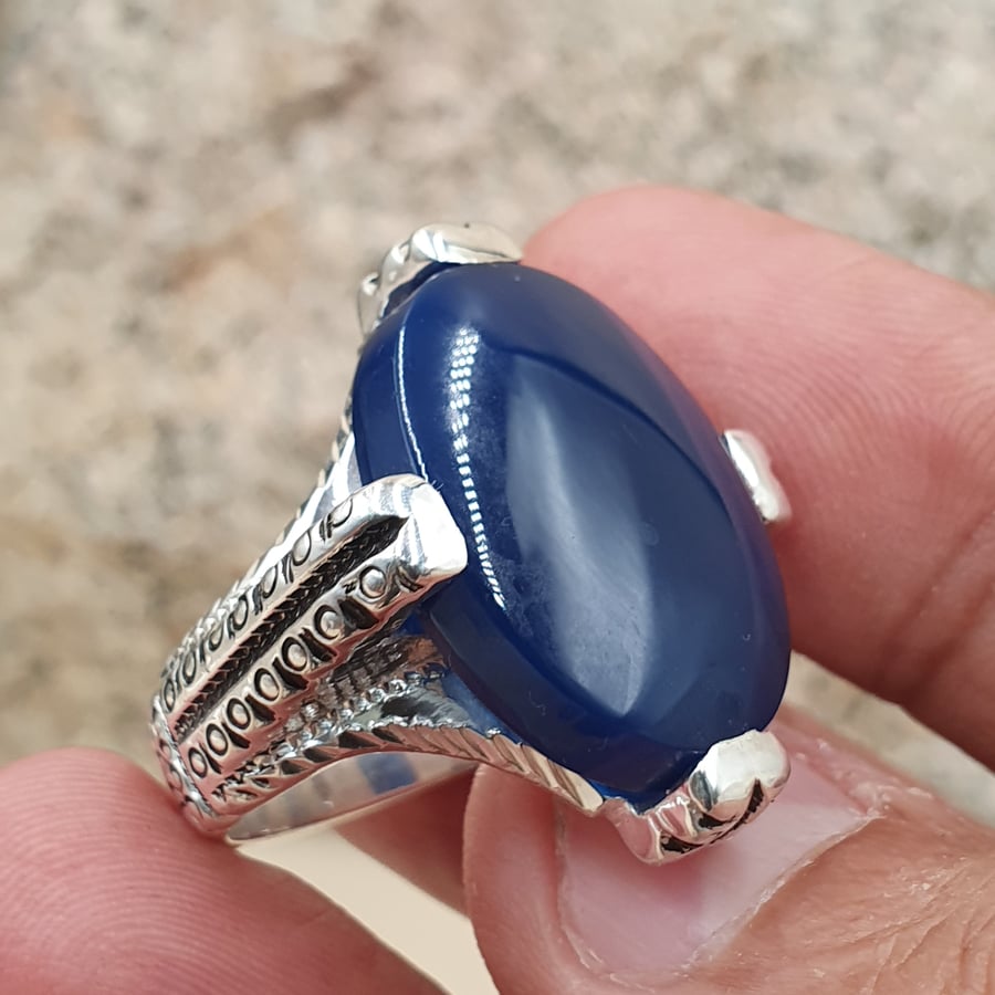خاتم عقيق ازرق موديل نجفي