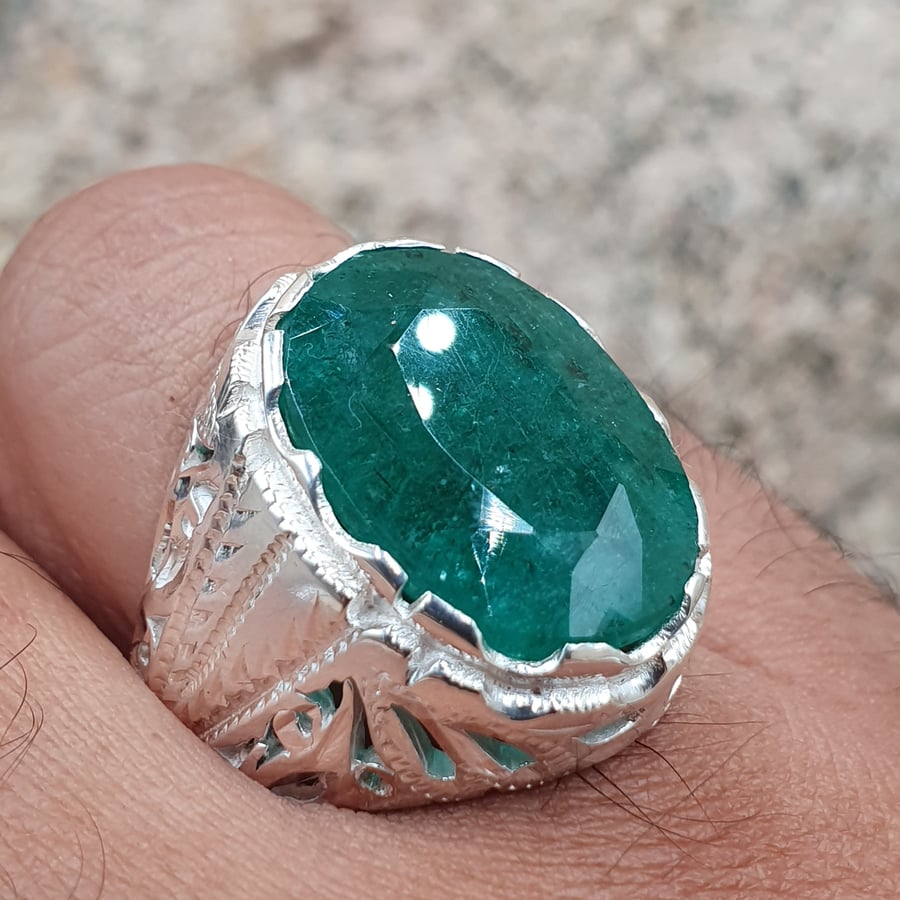 خاتم زمرد هندي راهي صياغه موديل حجازي