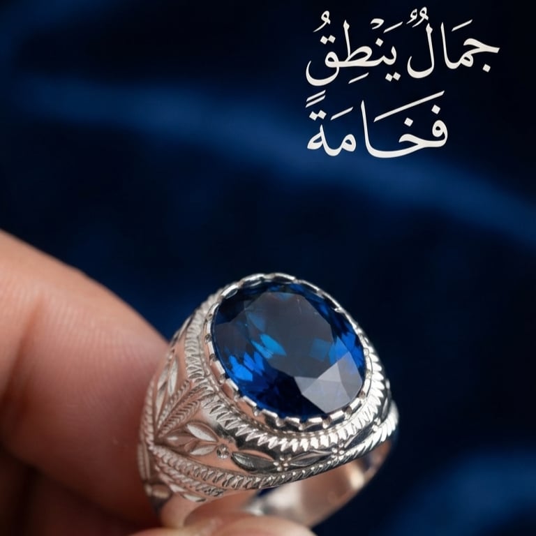 خاتم توباز لندني غامق موديل نقش حجازي