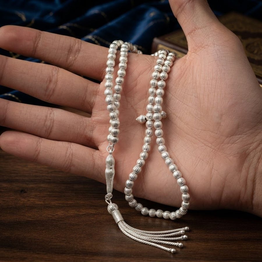 سبحه فضه كامل موديل دائري نقش عدد 99 موديل 7