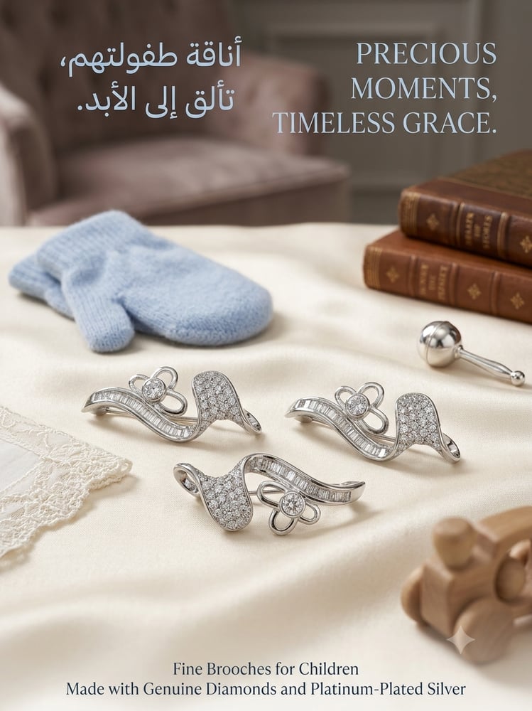 بروش فضة  مرصع بالزركون تصميم انيق عيار 925