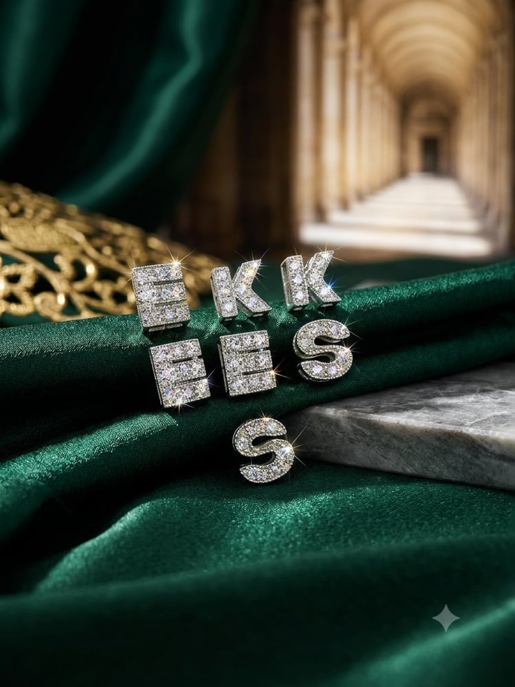 تعليقة فضة حرف K  مرصعة بالزركون فضة عيار 925 تصميم انيق مع سلسلة   قيطان هدية