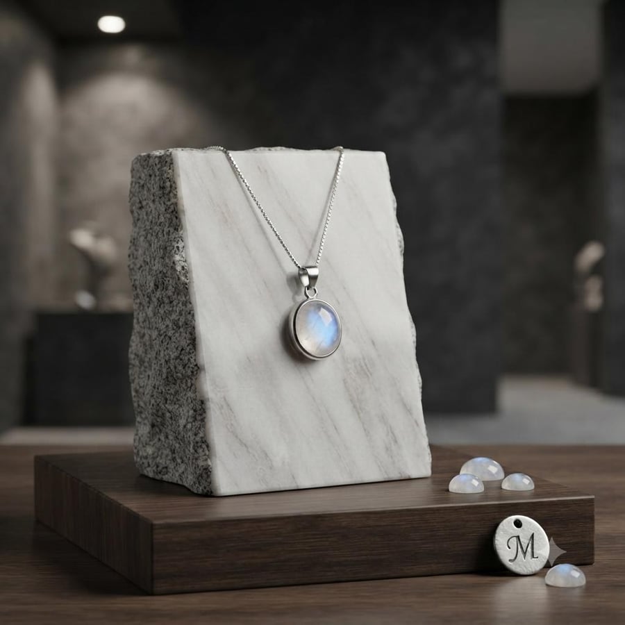 Silver pendant with mother of pearl stone, 925 sterling silver