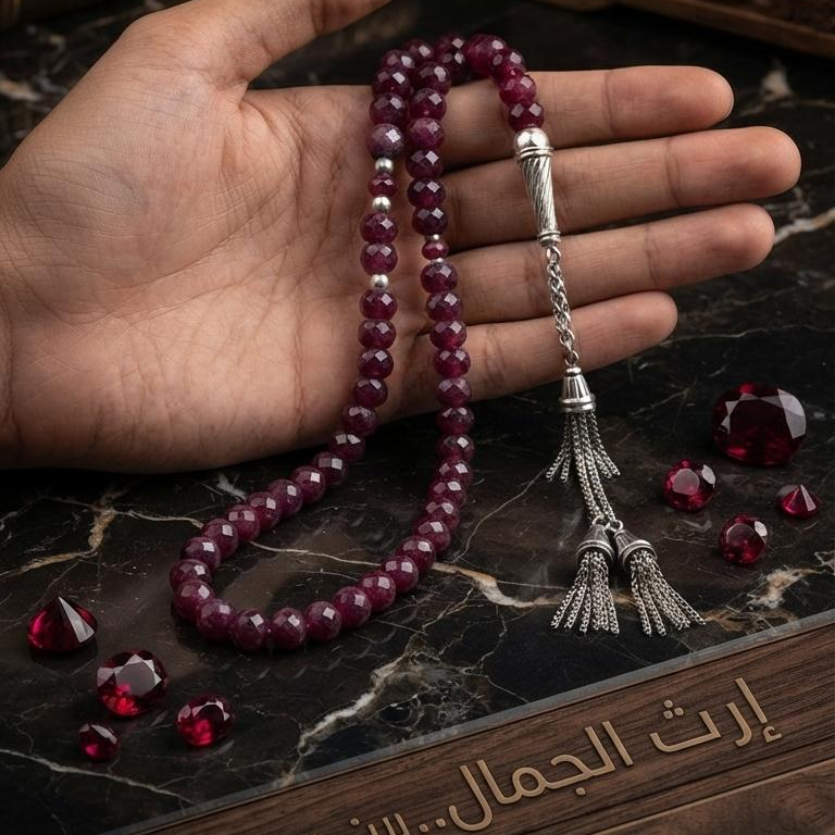 سبحه ياقوت افريقي كركوشه فضه عدد 45