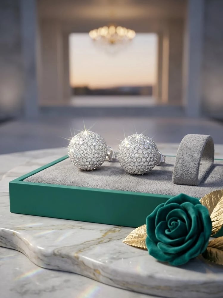 حلق فضة عيار 925 مرصع بالزركون تصميم الماس