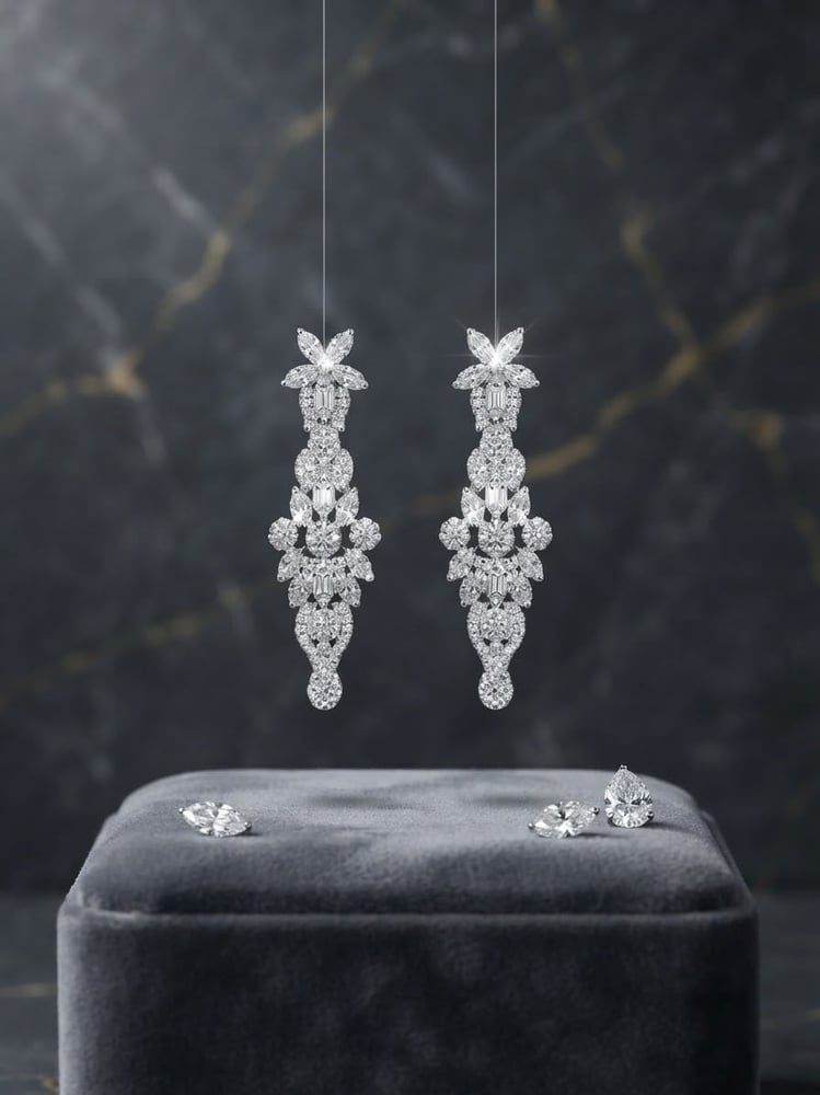 لق فاخر فضة عيار 925 مرصع بالزركون تصميم الماس