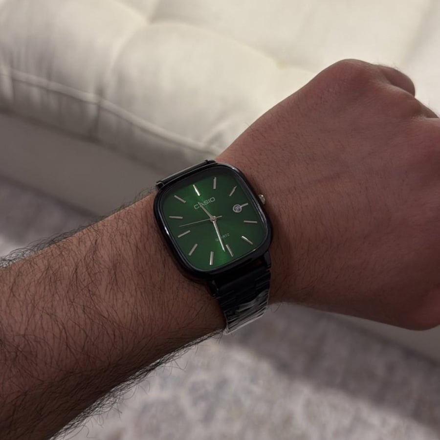 Casio LTP watch black dial green
