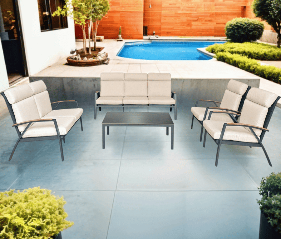 Outdoor seating for 7 people beige