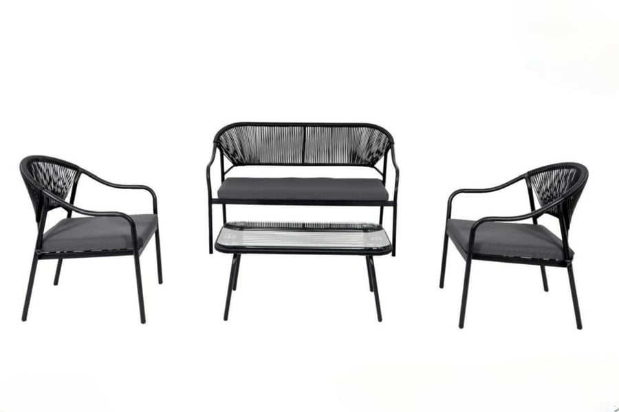 Outdoor seating for 4 people, black color