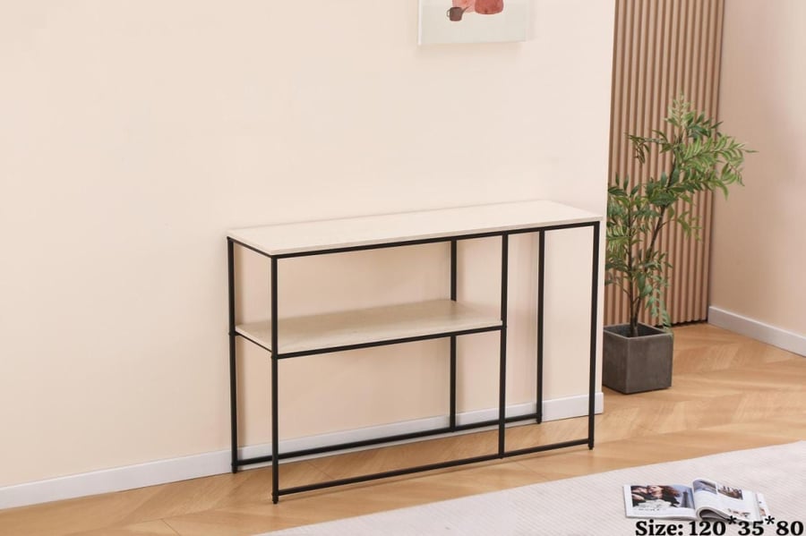 Wooden reception console with iron