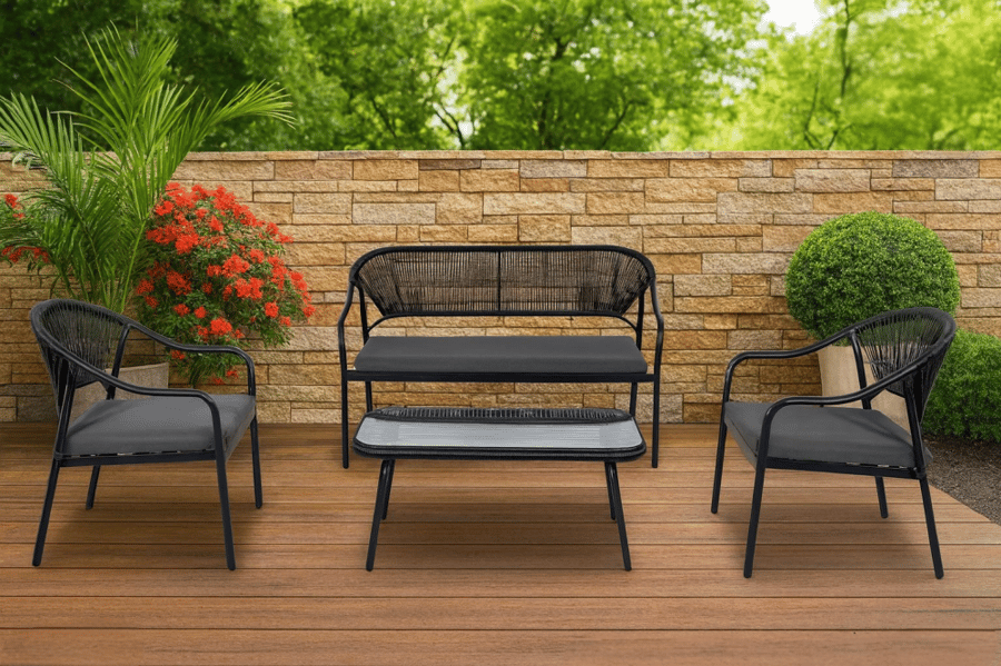 Outdoor seating for 4 people, black color