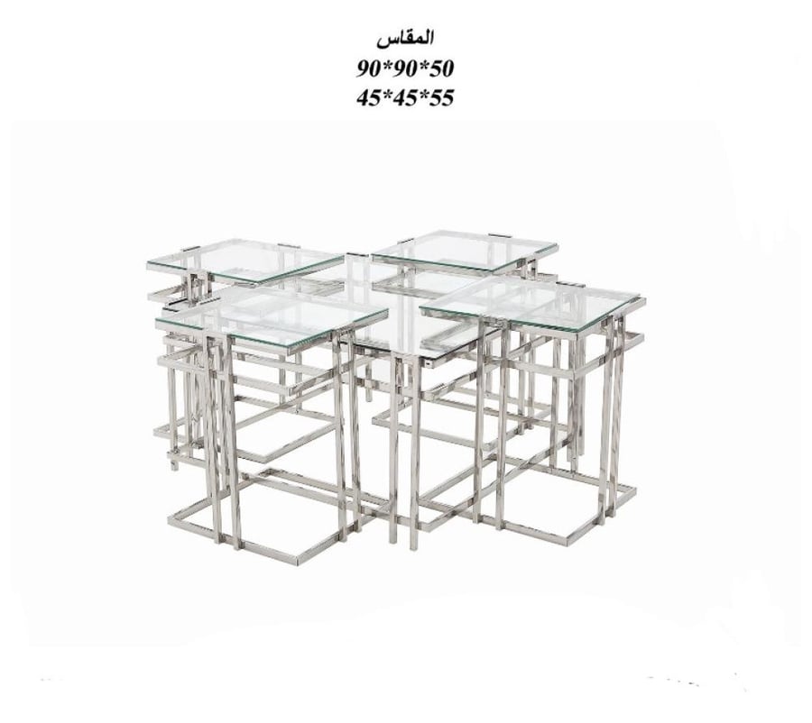 طقم طاولة أستيل زجاج 4+1