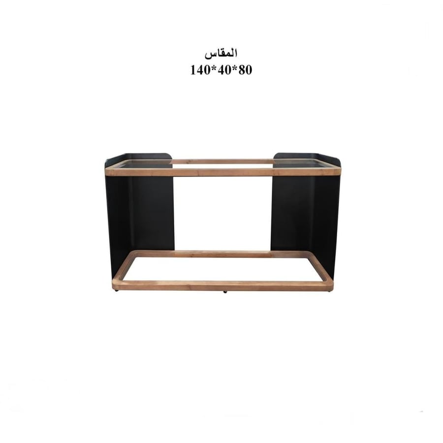 كونسول استقبال زجاج مع اطار خشب