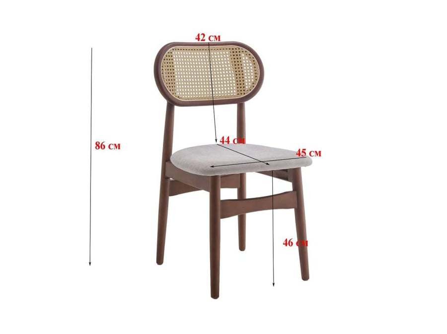 Single wooden chair with rattan