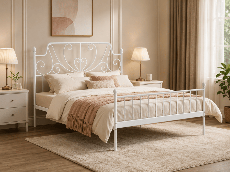 سرير حديد ابيض 200*180