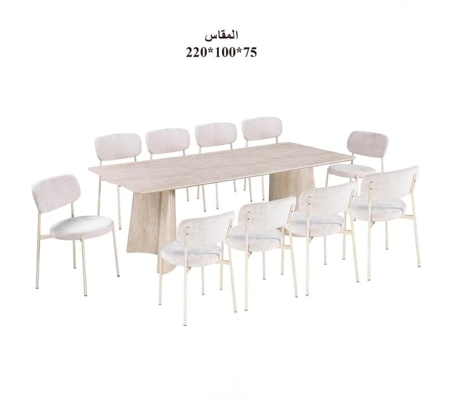 طاولة طعام خشب 10 كراسي بني