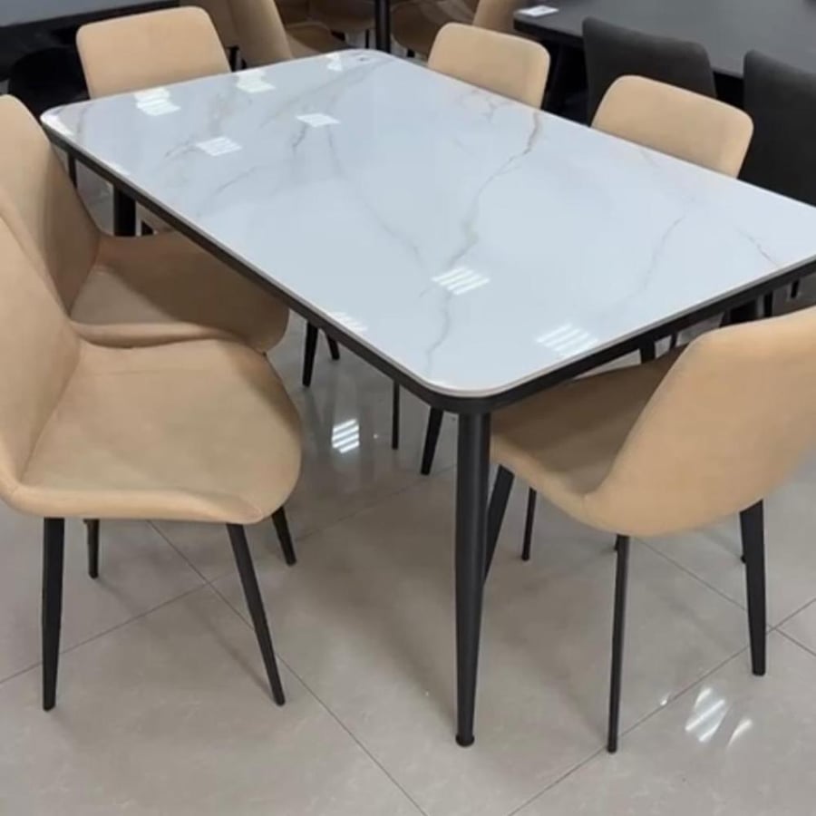 طاولة طعام سرميك 6 كراسي