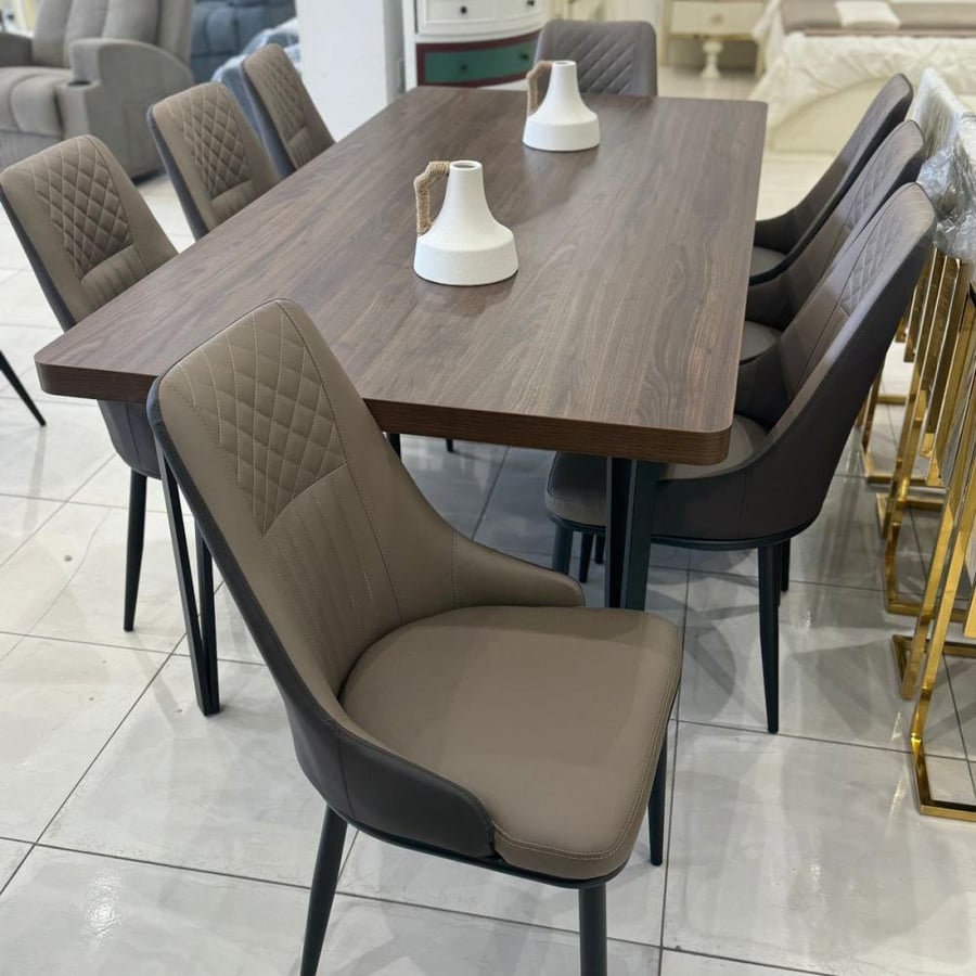 طاولة طعام 8 كراسي بني 200*100