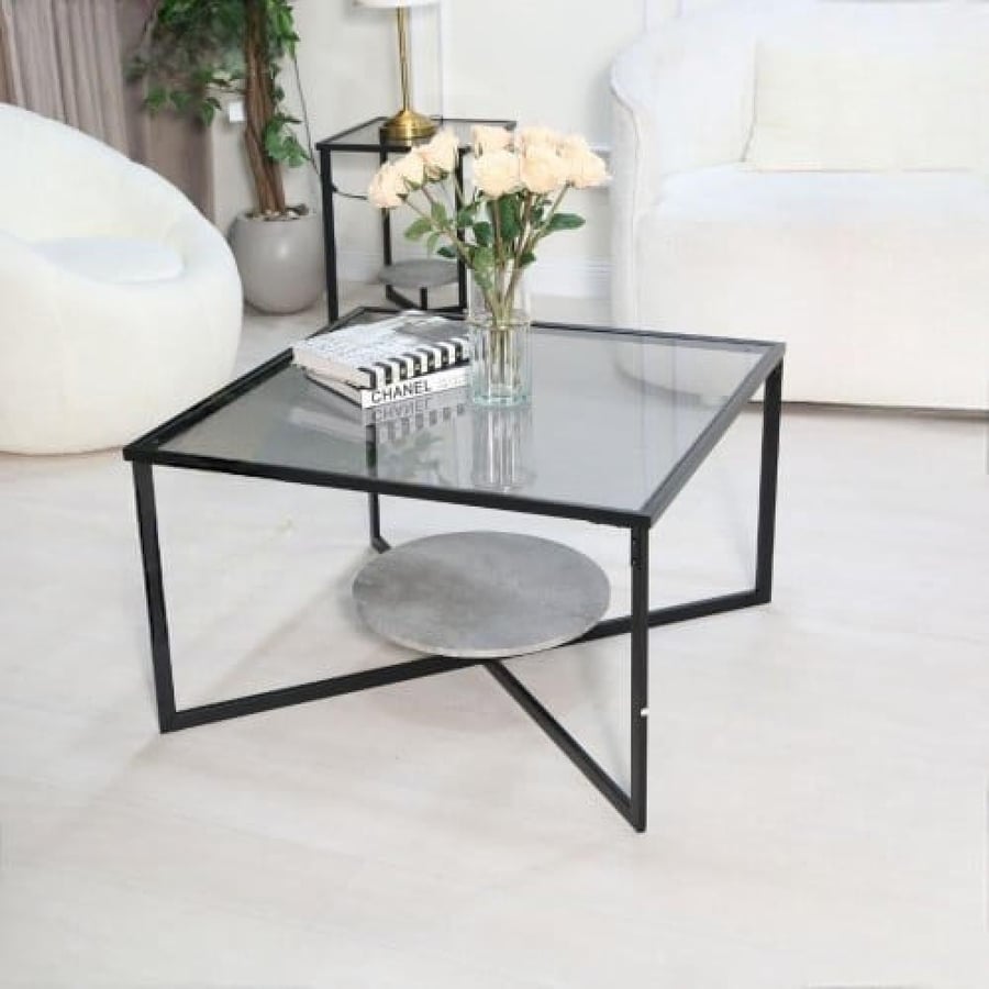 طاولة مجلس سطح زجاج مقاس 75*75