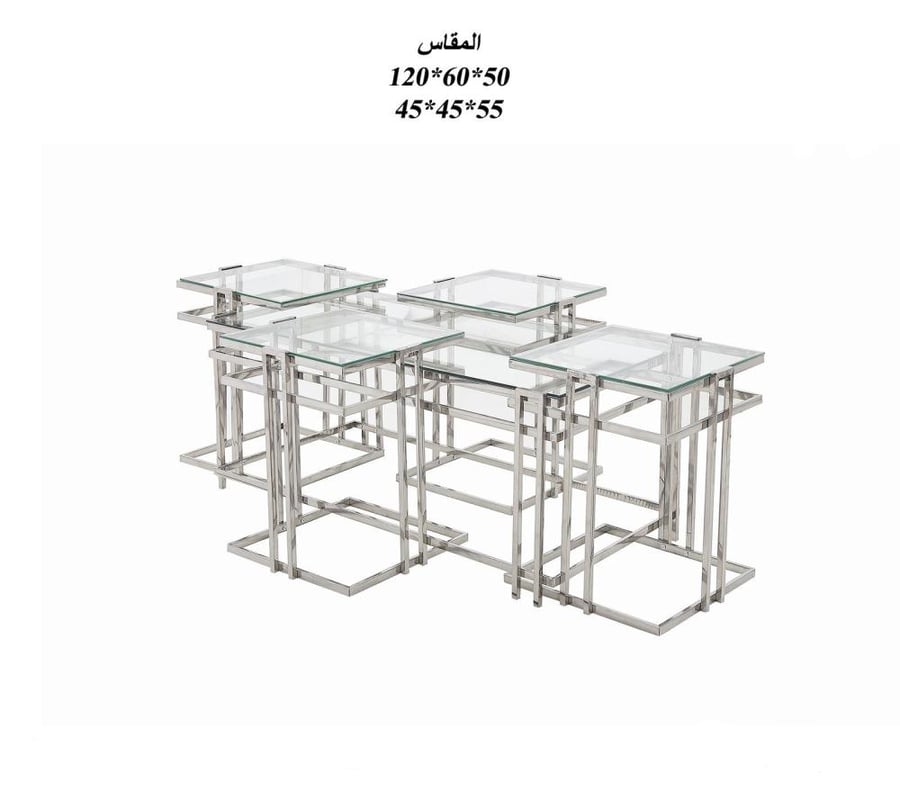 طقم طاولة أستيل زجاج 4+1