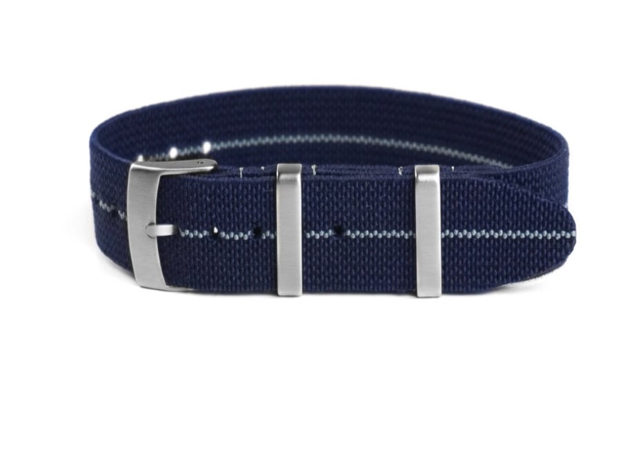 Elastic Single Pass Strap Navy and Gray (21mm)