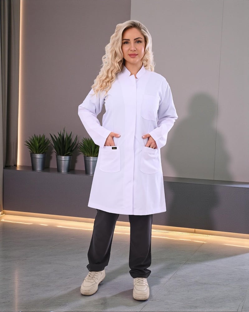 Lab coat, medical, model MANDARIN (viscose cotton)